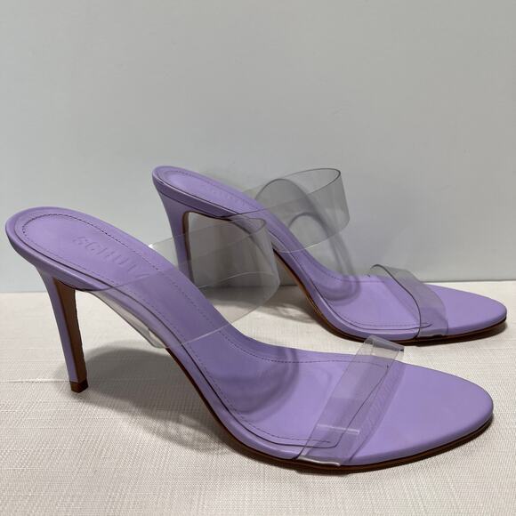 Schutz Ariella Strappy Vinyl Mules in Smoky Grape Clear Slip On Women's Size 9B - Picture 3 of 10